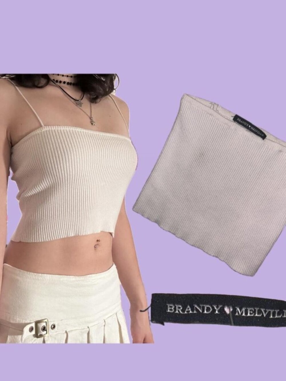 Brandy Melville Cream and White tube top